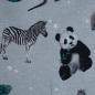 Preview: French Terry Tiere Zebra Koala Känguru Panda Chamäleon grau